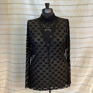 Stunning long sleeve polkadot see through blouse